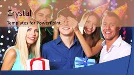  Presentation with birthday party - Beautiful presentation theme featuring company anniversary - birthday party in club backdrop and a  colored foreground