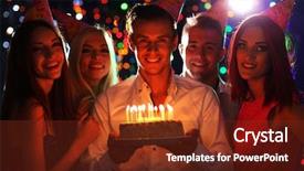  Presentation with birthday party - Theme enhanced with company anniversary - birthday party in club background and a tawny brown colored foreground