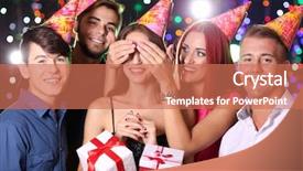  Presentation with anniversary - Beautiful theme featuring company anniversary - birthday party in club backdrop and a  colored foreground