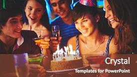  Presentation with party candles - Theme enhanced with company anniversary - charmed girl looking at birthday background and a tawny brown colored foreground