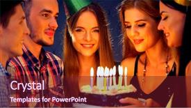  Presentation with of happy birthday candles - Cool new PPT layouts with company anniversary - happy friends birthday celebrating food backdrop and a tawny brown colored foreground