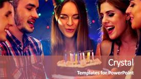  Presentation with happy birthday - PPT layouts featuring company anniversary - happy friends birthday celebrating food background and a coral colored foreground