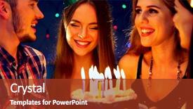  Presentation with fun meeting - Cool new PPT theme with company anniversary - happy friends birthday celebrating food backdrop and a tawny brown colored foreground