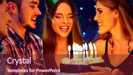  Presentation with birthday celebration - Colorful presentation theme enhanced with company anniversary - happy friends birthday party backdrop and a tawny brown colored foreground