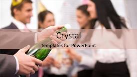  Presentation with anniversary - Beautiful theme featuring company anniversary - image of male hands holding backdrop and a coral colored foreground