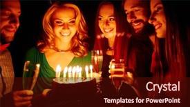  Presentation with mini birthday cake celebration - Audience pleasing slide set consisting of company anniversary - pretty girl holding birthday cake backdrop and a  colored foreground