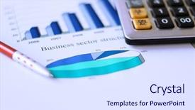  Presentation with business calculator - Audience pleasing slide deck consisting of company annual report analysis - calculator and pen backdrop and a  colored foreground