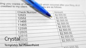  Presentation with financial money market - Cool new presentation theme with company annual report analysis - pen and money figures backdrop and a light gray colored foreground