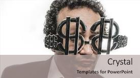  Presentation with company - Audience pleasing slide set consisting of company businessman with funny face backdrop and a light gray colored foreground