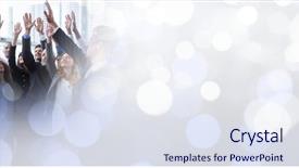  Presentation with sunlight - Amazing presentation design having company celebration - business people celebrating with hands backdrop and a sky blue colored foreground