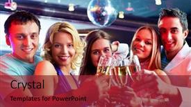  Presentation with smart - Slide deck featuring company celebration - portrait of boozing people background and a red colored foreground