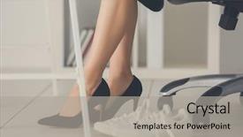  Presentation with employee anniversary work office - Theme featuring company change - woman changing shoes in office background and a light gray colored foreground