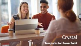  Presentation with job interview - Slide deck having company-commission-enjoying-an-interview background and a tawny brown colored foreground