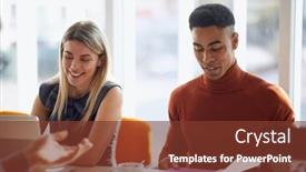  Presentation with job interview - Amazing presentation theme having company-commission-enjoying-an-interview backdrop and a tawny brown colored foreground