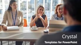  Presentation with job interview - Beautiful presentation featuring company-commission-having-an-interview backdrop and a dark gray colored foreground