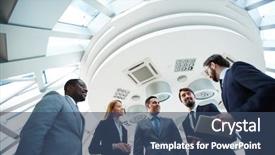  Presentation with business culture - Beautiful slide deck featuring company culture - group of business people discussing backdrop and a ocean colored foreground