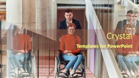  Presentation with team work - PPT theme featuring company-director-assists-his-business and a tawny brown colored foreground