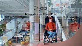  Presentation with team work - Presentation design with company-director-assists-his-business and a light blue colored foreground