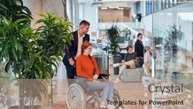  Presentation with team work - Slide set having company-director-assists-his-business and a coral colored foreground