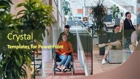  Presentation with team work - Theme with company-director-assists-his-business and a tawny brown colored foreground