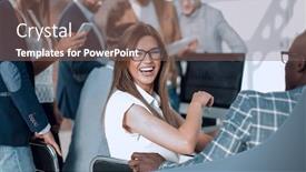  Presentation with company - Theme enhanced with company-employees-discussing-financial-dat background and a violet colored foreground