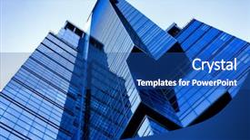 Presentation with business building blocks - Beautiful theme featuring company formation - futuristic building skyscraper of modern backdrop and a ocean colored foreground