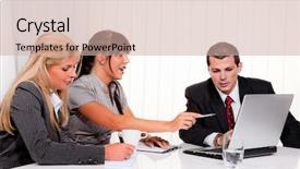  Presentation with virtual team meeting - Audience pleasing presentation theme consisting of company formation - successful young team backdrop and a  colored foreground