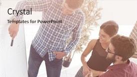  Presentation with teambuilding - Colorful slides enhanced with company formation - top view of an ongoing backdrop and a lemonade colored foreground