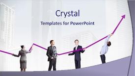  Presentation with upwards - Amazing presentation theme having company growth - business people pushing a business backdrop and a sky blue colored foreground