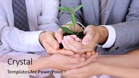  Presentation with business growth - Colorful slide deck enhanced with company growth - business team holding together fresh backdrop and a coral colored foreground