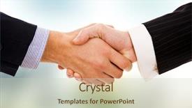  Presentation with shaking hands - PPT theme having company growth - closeup picture of businesspeople shaking background and a soft green colored foreground