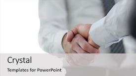  Presentation with introduction - PPT theme featuring company introduction - business handshake and business people background and a light gray colored foreground