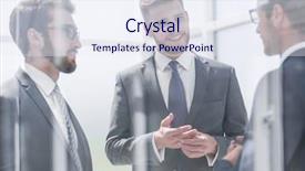  Presentation with introduction - Amazing slide set having company introduction - colleagues talking in the office backdrop and a sky blue colored foreground