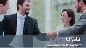  Presentation with two people holding hands - Colorful PPT theme enhanced with company introduction - two business people shaking hands backdrop and a ocean colored foreground