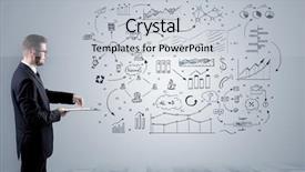  Presentation with hr manager - Presentation enhanced with company logo - manager staying and presenting office background and a light gray colored foreground