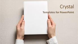  Presentation with light book - Audience pleasing theme consisting of company logo - woman holding book with blank backdrop and a lemonade colored foreground