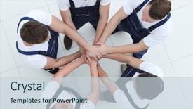  Presentation with partnership - Presentation theme with company manual - building teamwork partnership gesture background and a  colored foreground