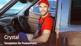  Presentation with car - Slides enhanced with company manual - delivery man sitting in car background and a tawny brown colored foreground