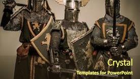  Presentation with knight - Cool new presentation theme with company of medieval knights backdrop and a wine colored foreground
