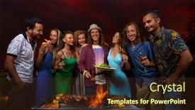  Presentation with food red - Cool new theme with company-of-young-people-came backdrop and a wine colored foreground