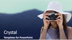  Presentation with millennial - Amazing PPT theme having company overview - close up of millennial woman backdrop and a navy blue colored foreground