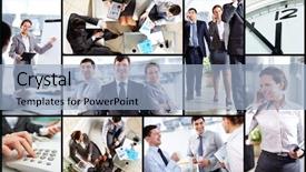  Presentation with partners - Slide deck consisting of company overview - collage of business partners background and a light blue colored foreground