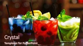  Presentation with glasses blurry eye chart - Amazing PPT theme having company party - glasses of cocktails in bar backdrop and a wine colored foreground