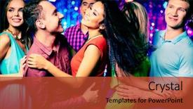  Presentation with disco - Amazing slide deck having company party - happy young friends dancing backdrop and a red colored foreground