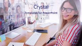  Presentation with computer - Slide set consisting of company photos - attractive photo editor working background and a sky blue colored foreground