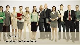  Presentation with team group - PPT layouts with company photos - group of business people business background and a mint green colored foreground