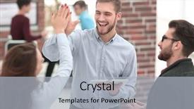  Presentation with business concepts photo - Slide set enhanced with company photos - photo of happy young business background and a light gray colored foreground