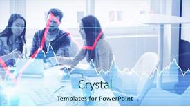  Presentation with shares - PPT theme having company photos - stocks and shares against photo background and a sky blue colored foreground