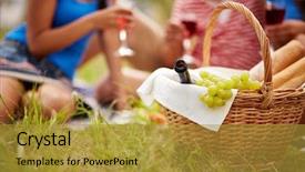  Presentation with unleavened bread grape wine - Cool new slide set with company picnic - basket with bottle bread backdrop and a gold colored foreground