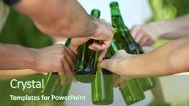  Presentation with close up of beef tartar - Beautiful PPT layouts featuring company picnic - hands holding beer bottles close backdrop and a tawny brown colored foreground